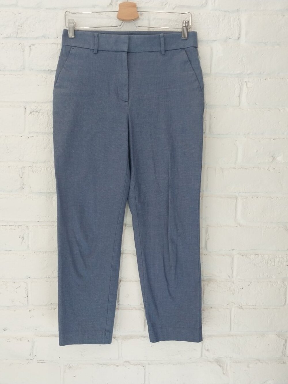 LOFT Curvy Fit Pants Womens 4 Blue The Riviera Trousers Stretch Cropped Mid Rise